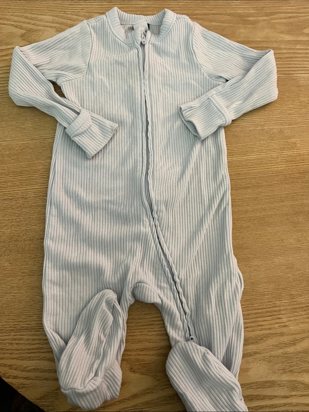 Old Navy Ribbed Light Blue Footed Pajamas 3-6M Double Zipper Sleeper